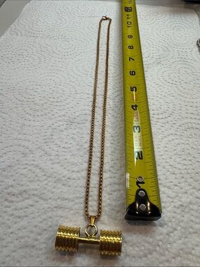 Source Unknown Gold Dumbbell Pendant Necklace